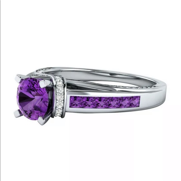 New 925 Silver Round Cut Amethyst Women’s Ring 💍 - Picture 4 of 4